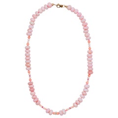 Angel skin Coral necklace with pink Opal Sapphires and diamonds in Solid Gold