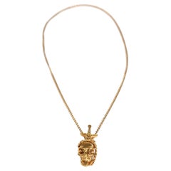 Alexander McQueen Gold Embellished Skull Necklace