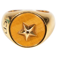 Dior Gold Tone Lucky Charm Signet Ring