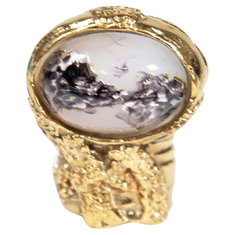 Saint Laurent Rive Gauche Vintage Gold Tone Arty Ring For Sale