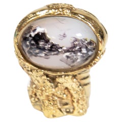 Saint Laurent Rive Gauche Vintage Gold-Ton Arty Ring