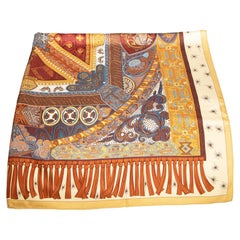 Hermès Brown Silk Sur Un Tapis Volant Print 90 Scarf