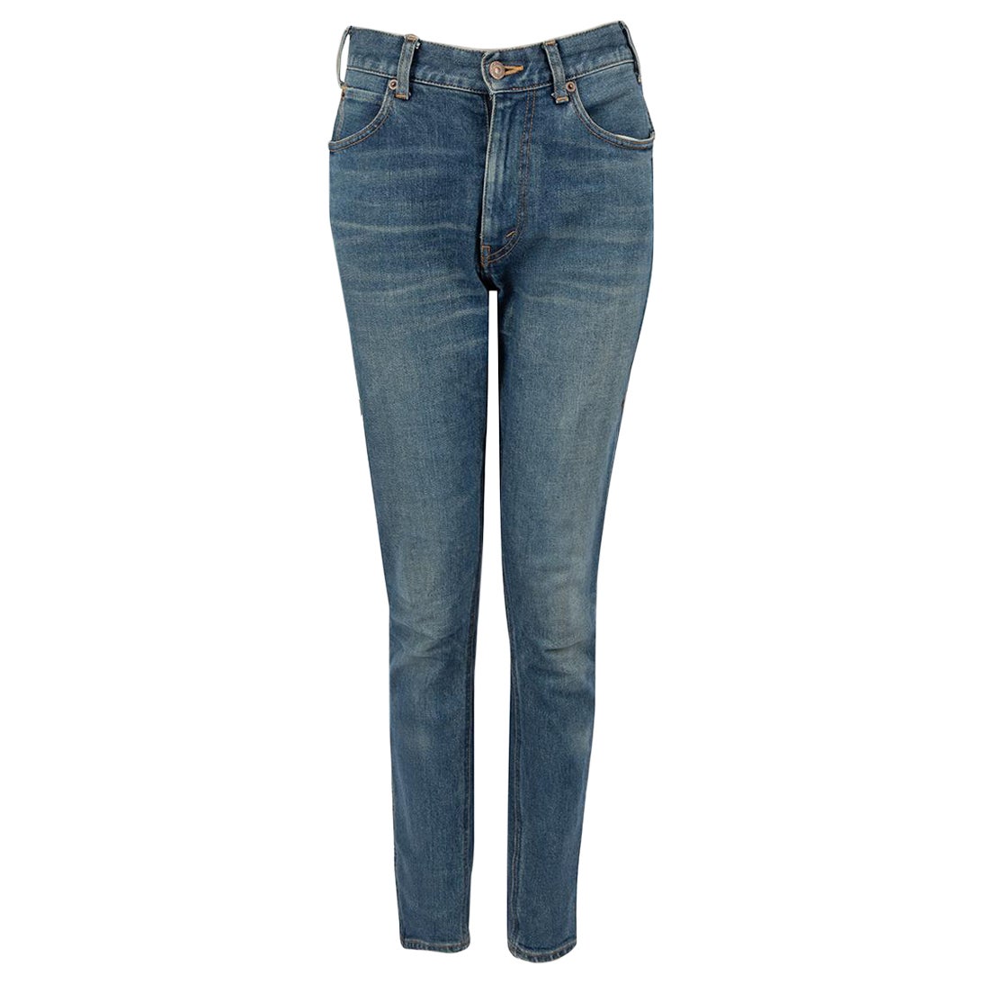 Céline Blue Denim Slim Fit Stone Wash Jeans Size M For Sale