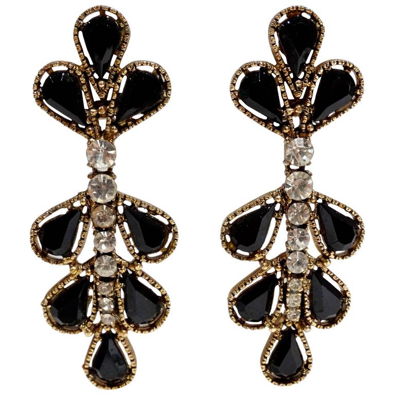 1980s Thelma Deutsch Tear Drop Chandelier Earrings For Sale at 1stDibs