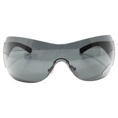 Vintage Prada 1990s Silver Tone Shield Sunglasses