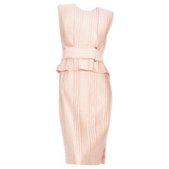 Fendi Pink Silk Quilted Peplum Dress