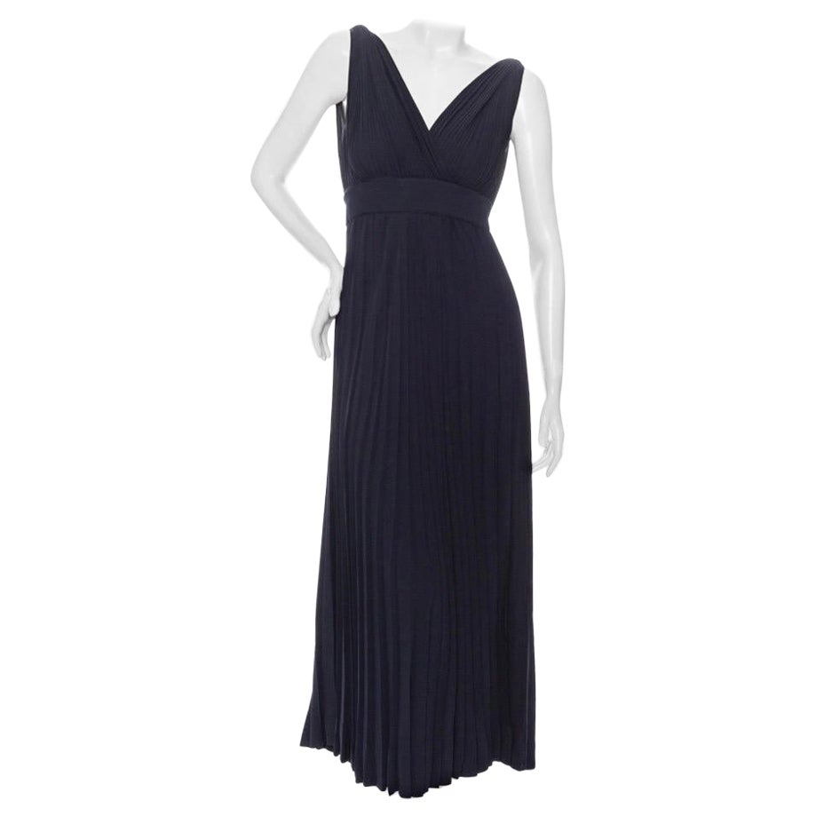 Yves Saint Laurent 1970s Navy Pleated Two-Piece Rhinestone Maxi Dress For Sale