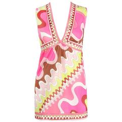 EMILIO PUCCI c.1960's Formfit Rogers Pink Multicolor Wave Print Top Camisole 4
