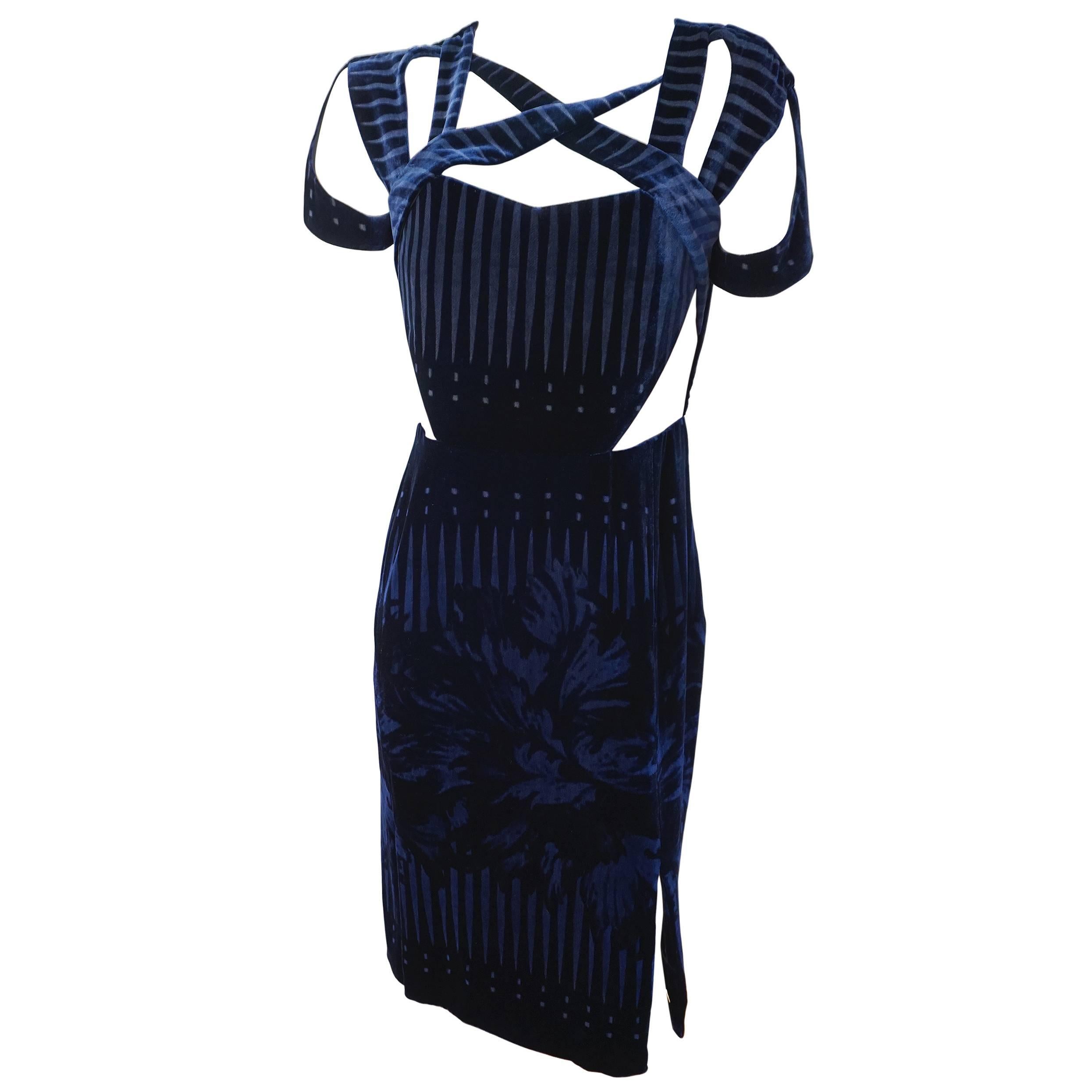 PETER PILOTTO Velvet Corset Dress with Strap Details For Sale