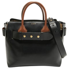 Burberry Black/Tan Leather Small Marais Belt Tote