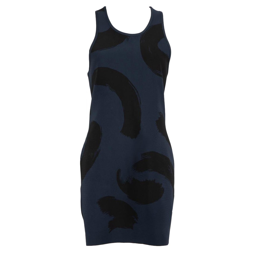 Céline Navy Brush Stroke Print Mini Dress Size M For Sale