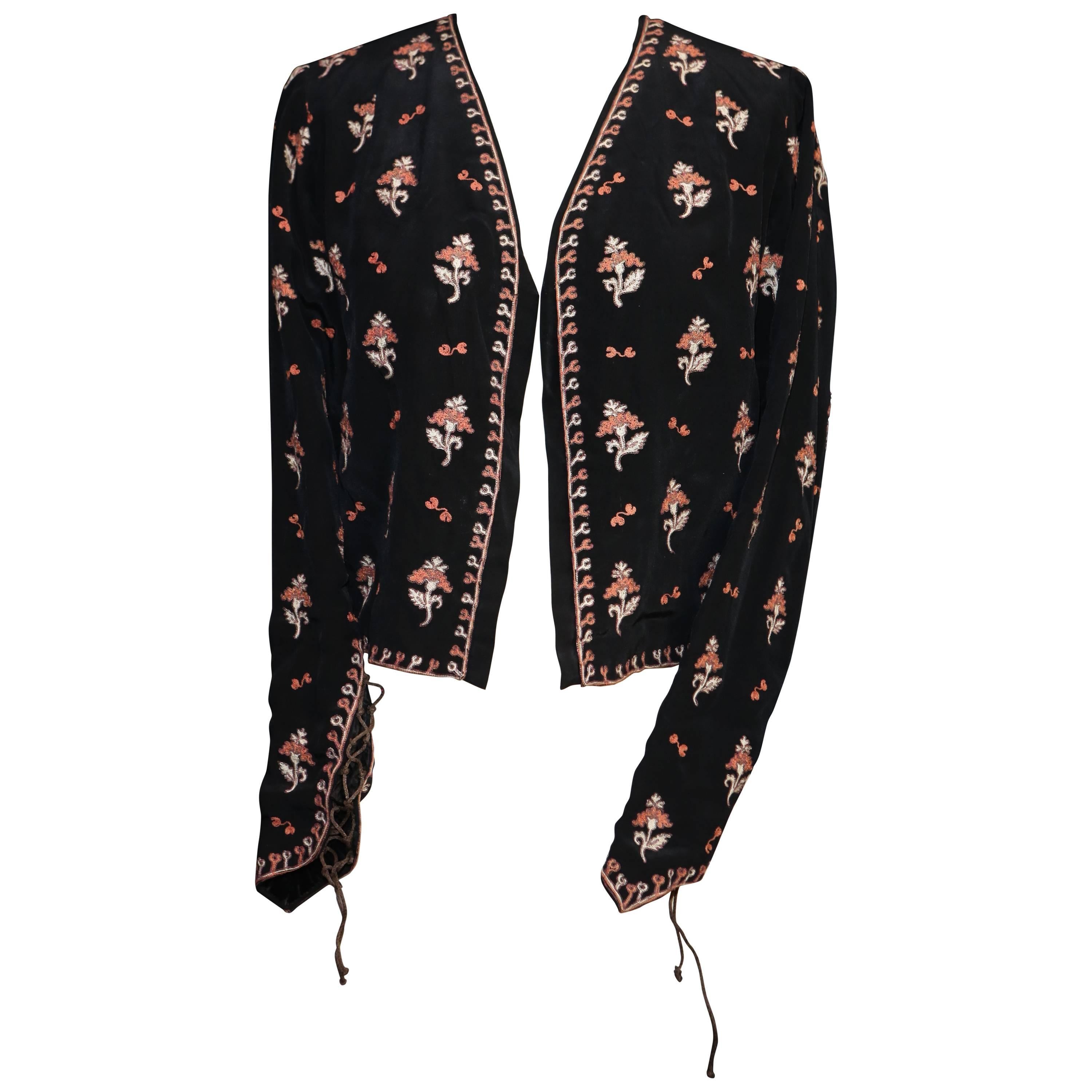 1920s Babani Black and Multicolored Embroideries Jacket For Sale