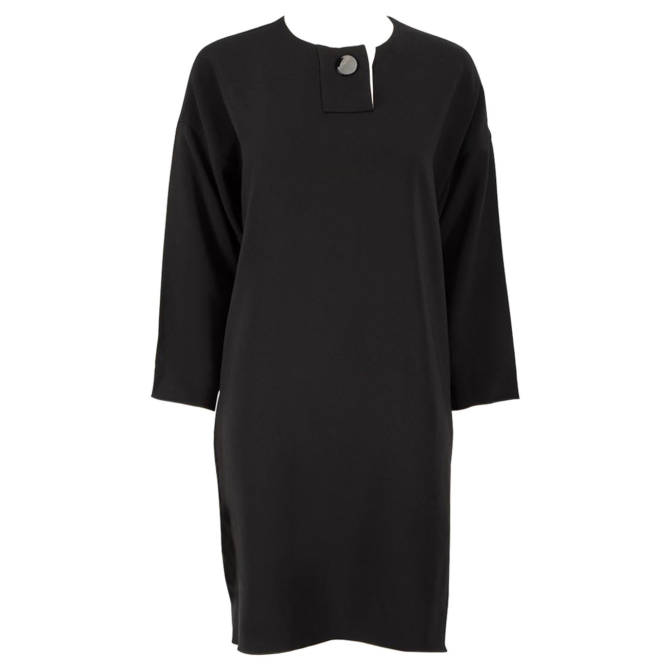 Céline Black Buttoned Shift Knee Length Dress Size L For Sale