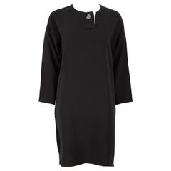 Céline Black Buttoned Shift Knee Length Dress Size L