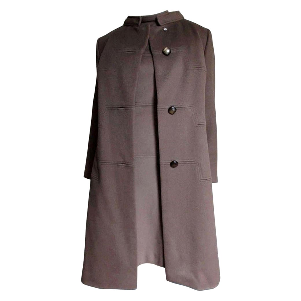 Rikes 1960 - Robe et manteau en cachemire avec coutures géométriques  en vente