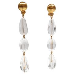 Rare 1980s Runway Anne Klein Couture Clear Lucite Beaded Earrings