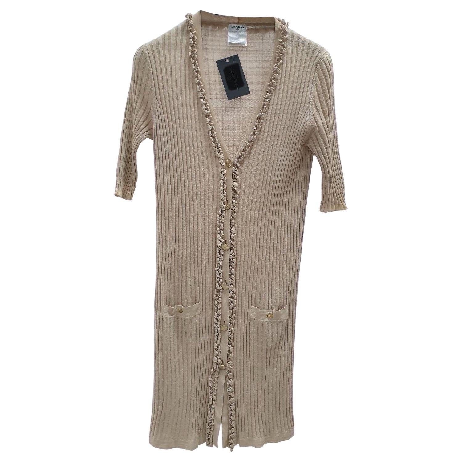 Chanel Spring 2009 Beige Cardigan Dress Tunic  For Sale
