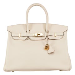 Hermès 2015 Ecru Craie Togo Cuir GHW Birkin 35