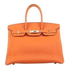 Hermès 2014 Orange Veau Togo Leather GHW Birkin 35