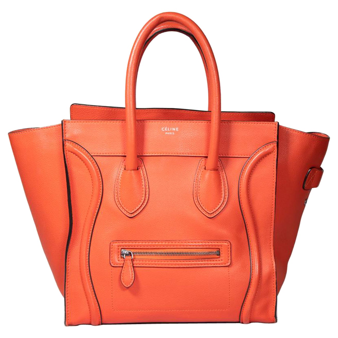Celine Red Leather Micro Luggage Tote For Sale