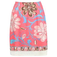 EMILIO PUCCI c.1960's Formfit Rogers Pink Multicolor Floral Print Slip Skirt 3