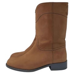 Chanel Camel Leather CC Mid Length Boots