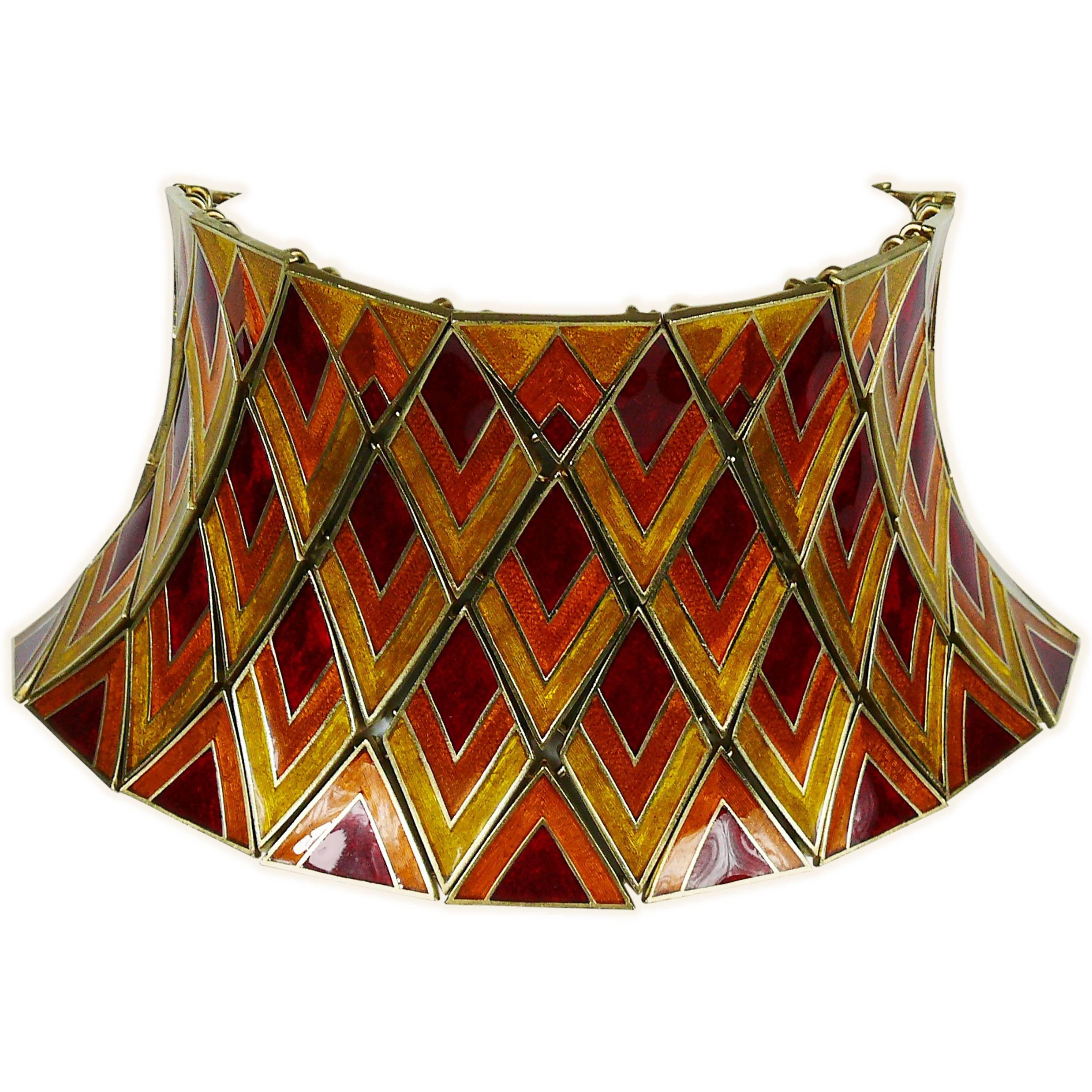 Christian Dior Vintage Harlequin Enameled Choker Necklace