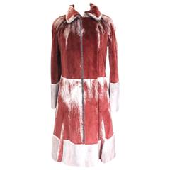 Fendi Red Grey Sheared Mink Fur A/W 2005 Collection Coat It 42 uk 10