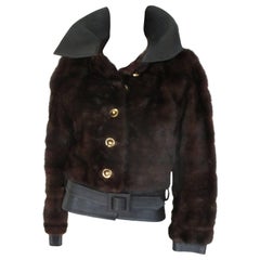 Yves Saint Laurent Vintage Brown Vison Belted Fur Jacket