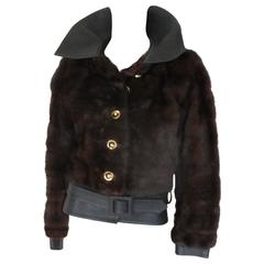 yves saint laurent vintage brown mink belted fur jacket 4