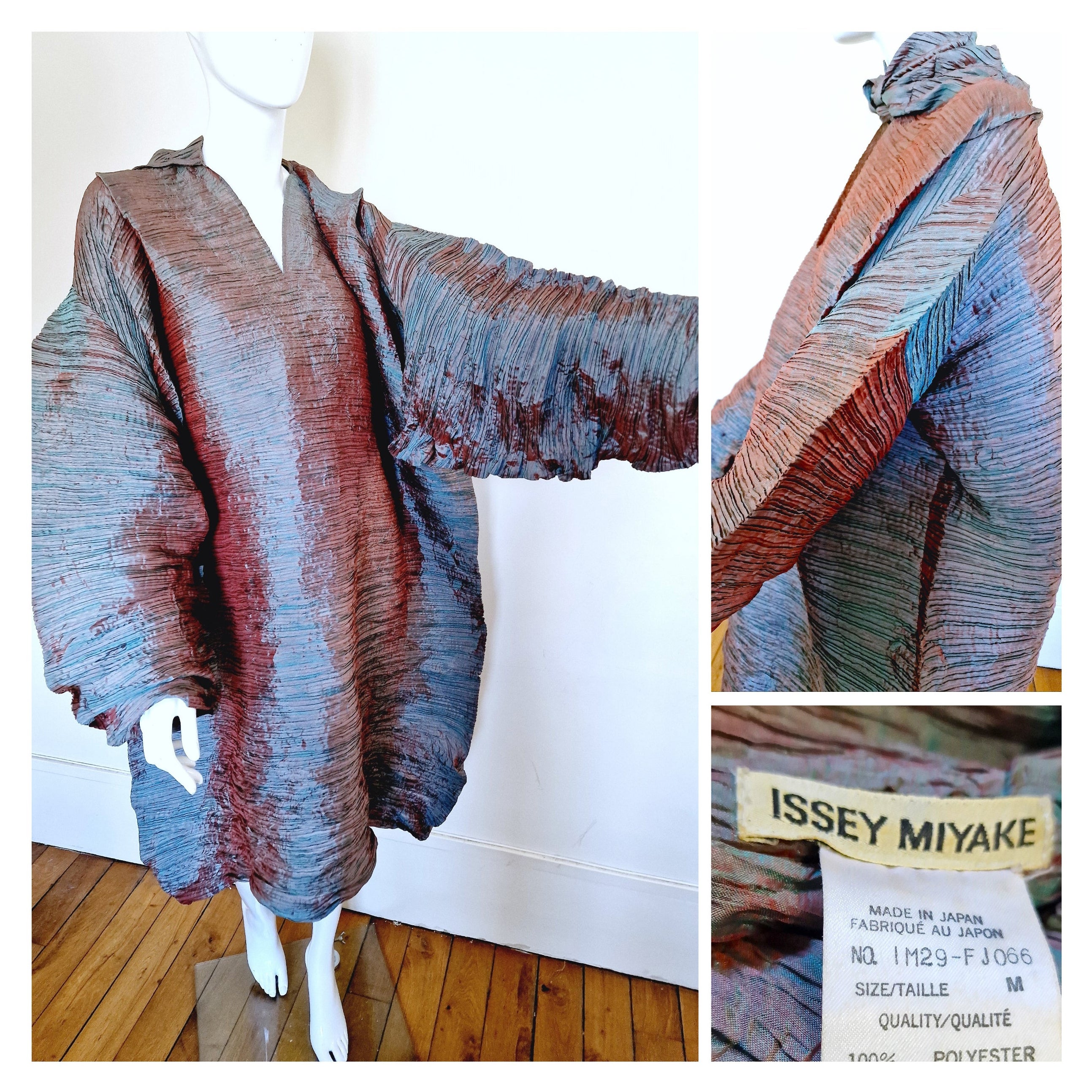 Rare Issey Miyake Metal Sculpture Oversize Pleated 80s 70s Vintage Dress Gown For Sale