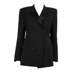Saint Laurent Black Wool Double-Breasted Blazer Jacket Size XL