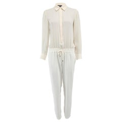 Vince Cream Button Up Drawstring Jumpsuit Size XS