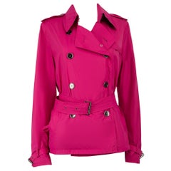 Burberry Pink Belted Double Breasted Jacket Taille M