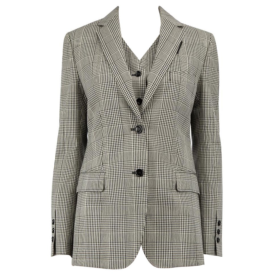 Burberry Grey Wool Check Tailored Blazer Jacket Size S For Sale