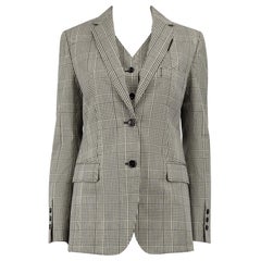 Burberry Grey Wool Check Tailored Blazer Jacket Size S