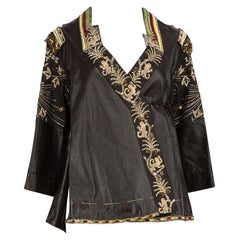 Chloé Brown Leather Embroidered Jacket Size M