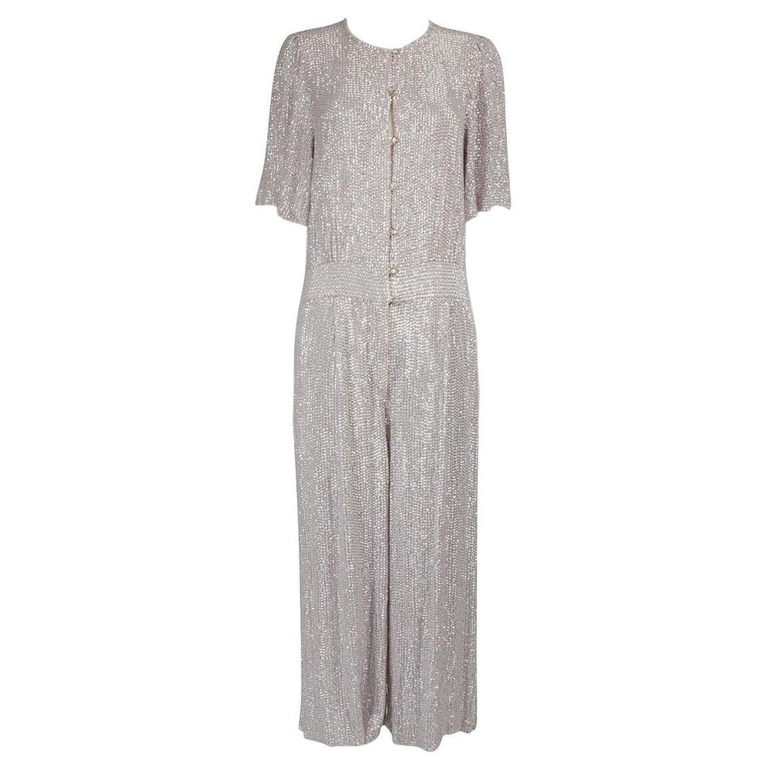 Temperley London White Sequinned Jumpsuit Size L