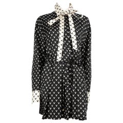 Valentino Black Silk V-Logo Print Playsuit Size XXL