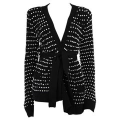 Used Balmain Black Knit Pearl Embellished Cardigan Size XL