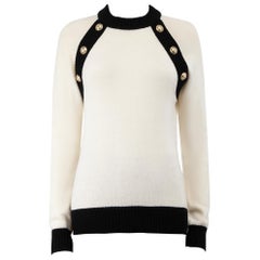 Balmain White Wool Knit Button Detail Jumper Size S