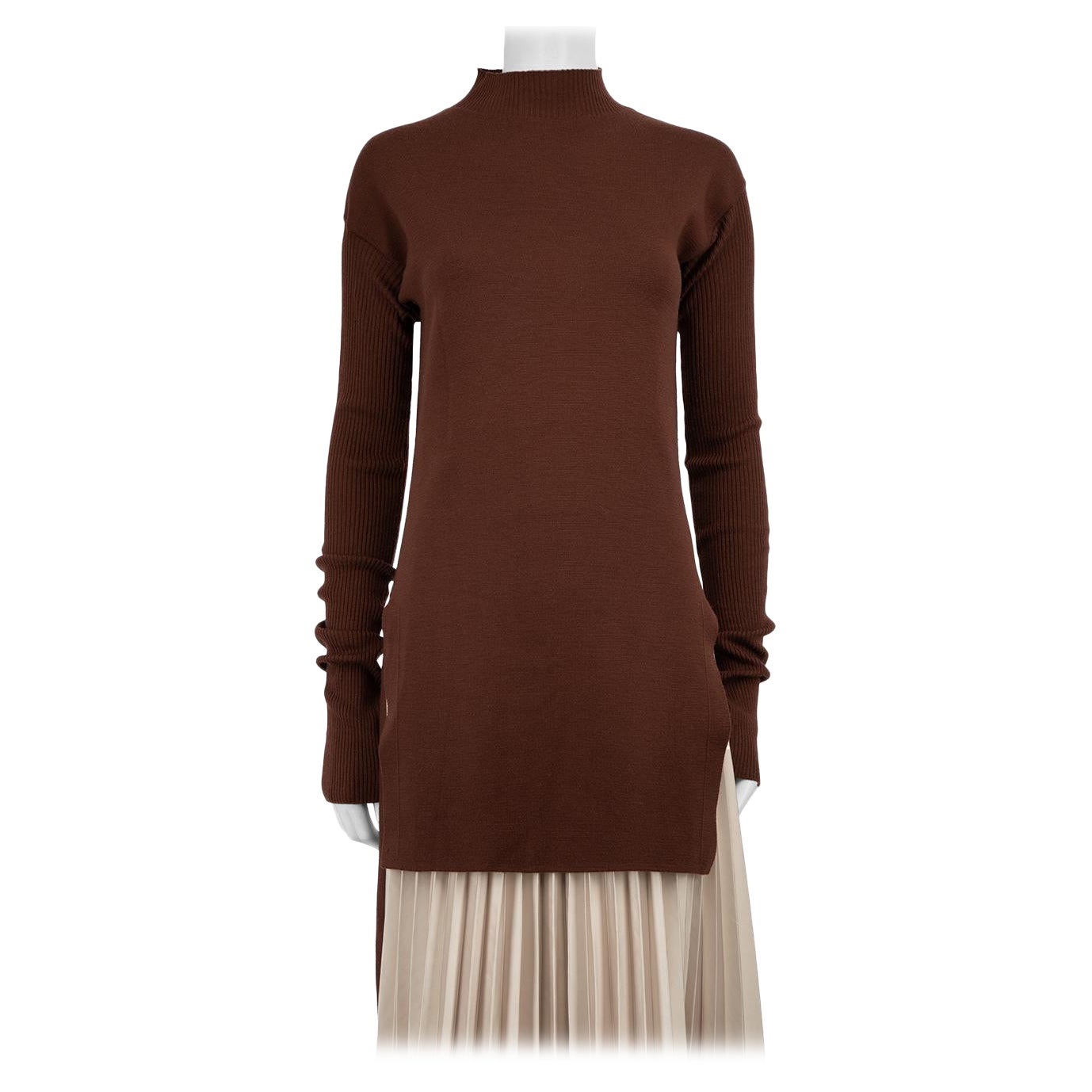 Rick Owens F/W 2014 Brown Midi Knitted Top Size M For Sale
