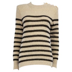 Balmain Beige Glitter Accent Striped Jumper Size M