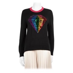 Gucci Schwarzer Kaschmirpullover mit Paillettenbesatz Größe XL