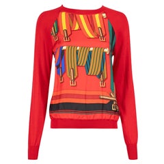 Hermès Red Graphic Print Knitted Jumper Size S