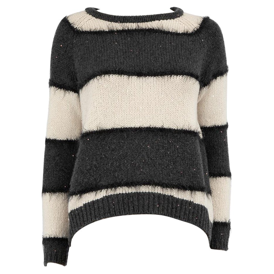 Brunello Cucinelli Striped Sequin Accent Jumper Size XS For Sale