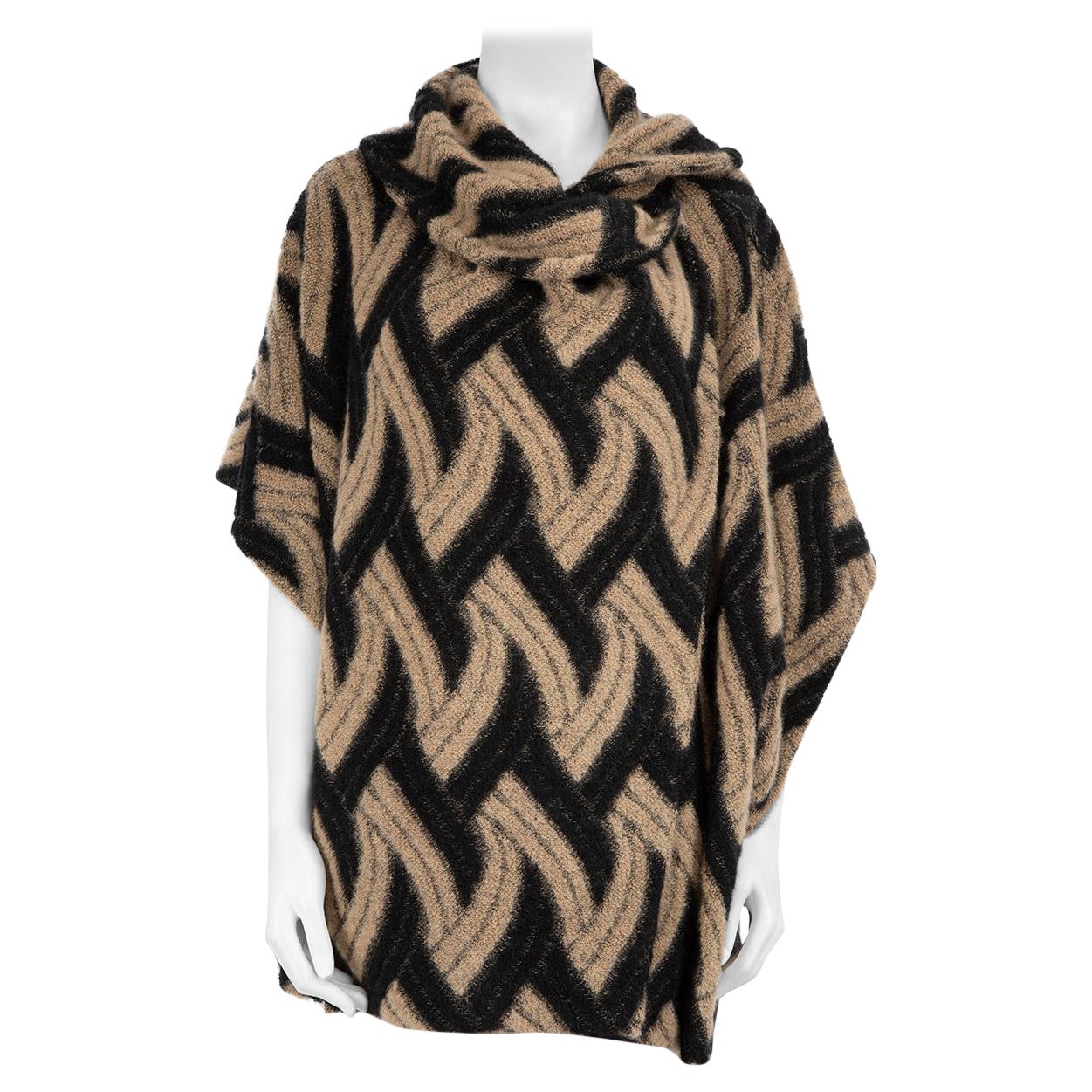 Missoni Brown Mohair Zigzag Cape Sleeve Cardigan Size S For Sale