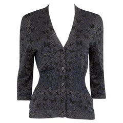 Bottega Veneta Navy Butterfly Glitter Cardigan Size M