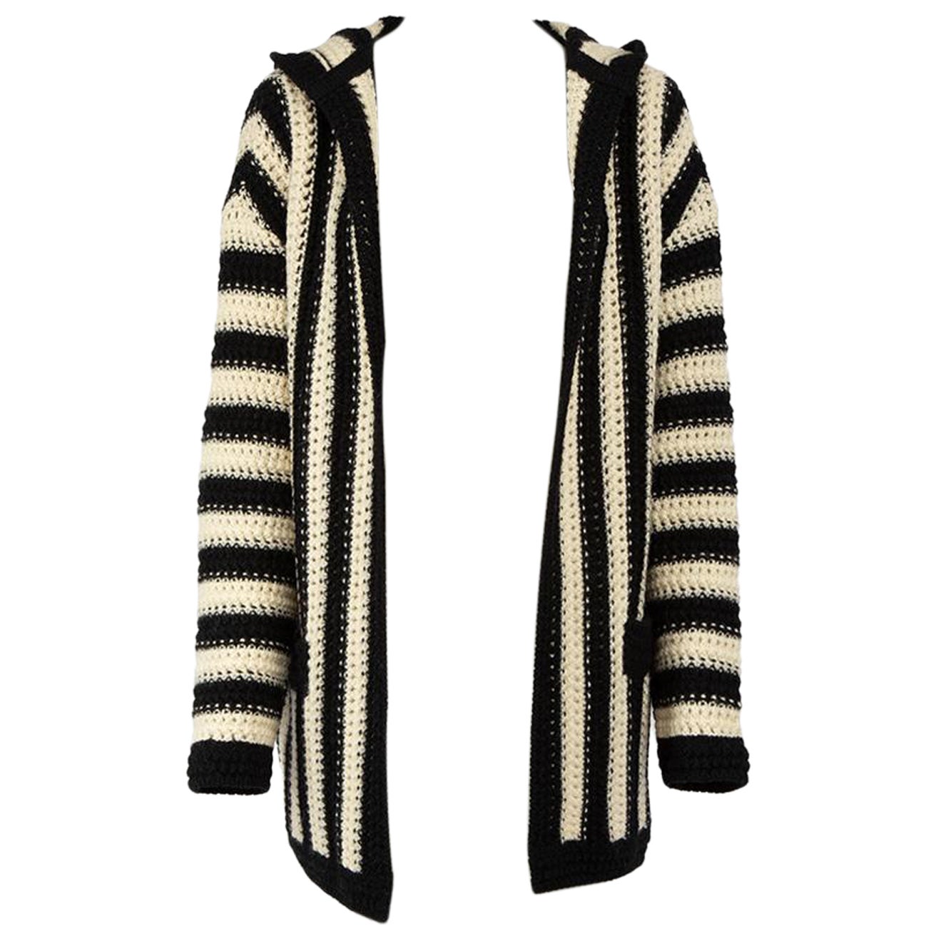 Saint Laurent Striped Wool Knit Hooded Cardigan Size XS For Sale