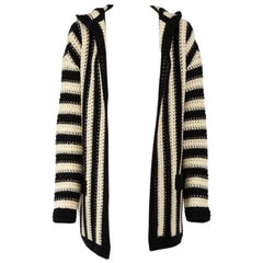 Saint Laurent Striped Wool Knit Hooded Cardigan Size XS